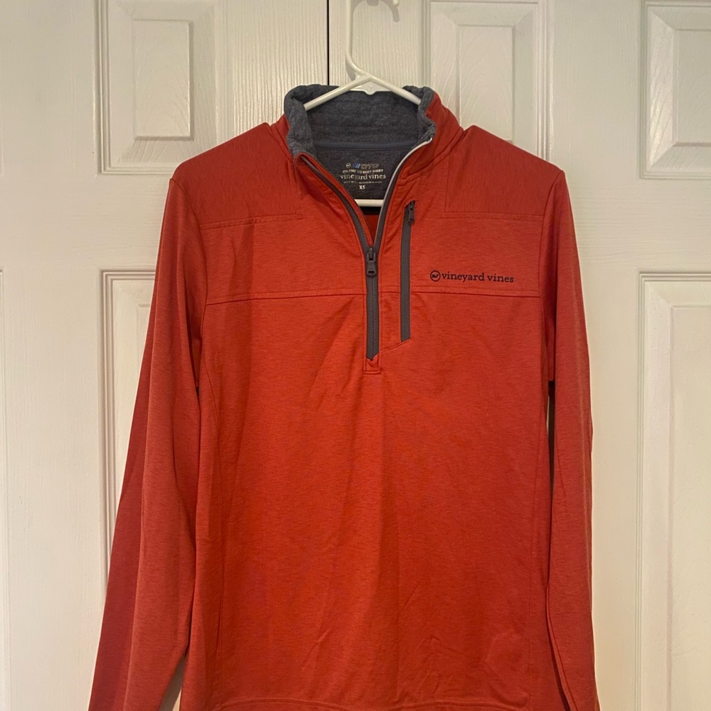 Vineyard Vines Red and Gray Quarter-Zip Pullover